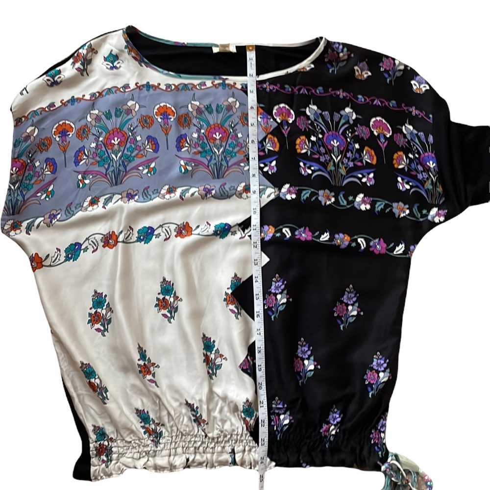 Anthropologie Tiny Floral Blouse with Elastic Waist,Side Drawstring, XL,NWT - Picture 14 of 15